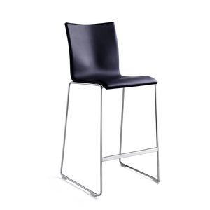 contemporary bar chair / upholstered / sled base / stackable