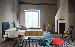 single bed / contemporary / fabric / with upholstered headboard