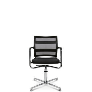 contemporary visitor chair / with armrests / upholstered / star base