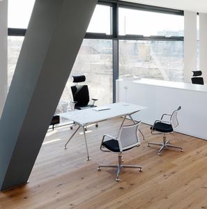 fabric office armchair / aluminum / with headrest / adjustable-height