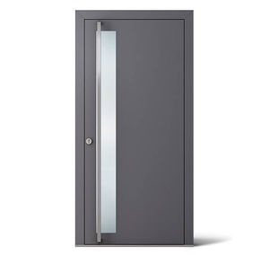 entry door / swing / solid wood / aluminum