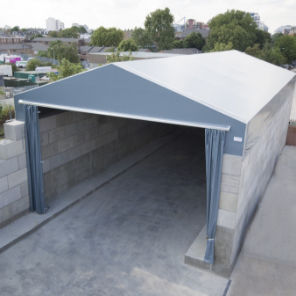 metal frame supported tensile structure / roof / with PVC membrane