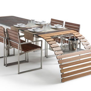 dining table / contemporary / marble / iroko