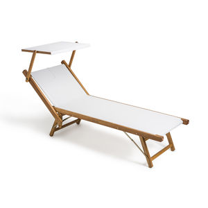 contemporary sun lounger / Batyline® / water-repellent fabric / wooden