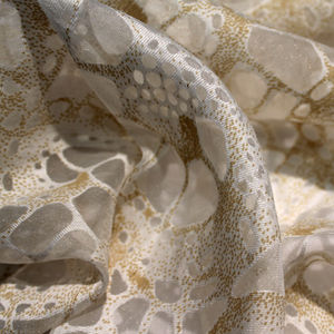 patterned sheer curtain fabric / linen / viscose / polyester