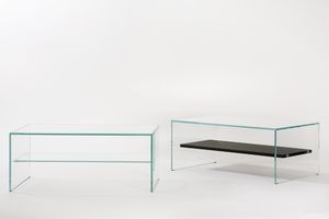 coffee table / contemporary / glass / oak