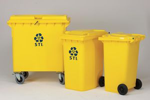 container trash can / plastic / for professional use / with wheels