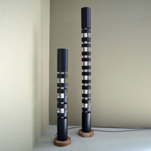 contemporary light column / metal / wooden / indoor