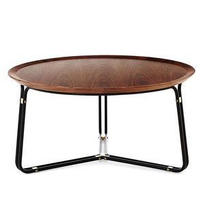 contemporary coffee table / stainless steel / laminate / round
