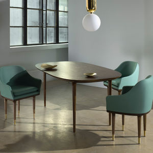 contemporary dining table / solid wood / laminate / oval