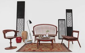 contemporary fireside chair / wooden