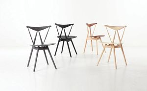 Scandinavian design chair / upholstered / wooden / leather