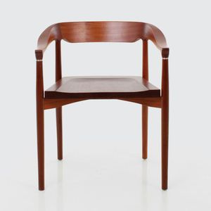 contemporary chair / with armrests / wooden