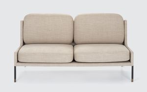 contemporary sofa / leather / steel / 2-seater