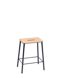 industrial style bar stool / wooden / steel