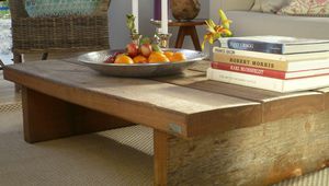 contemporary coffee table / wooden / rectangular / garden