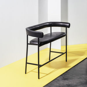 high upholstered bench / contemporary / leather / with armrests