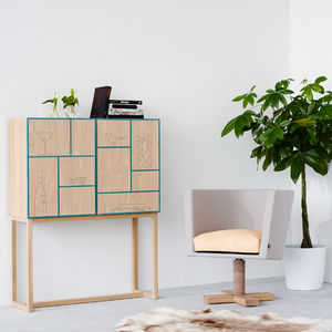 sideboard with long legs / contemporary / oak / MDF