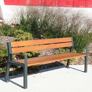 public bench / contemporary / oak / steel