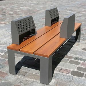 public bench / contemporary / oak / steel
