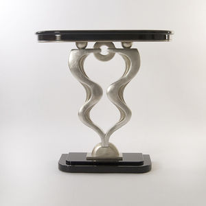 sideboard table / Art Deco / lacquered wood / oval