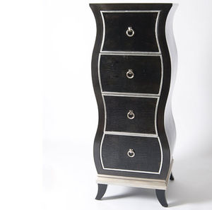 Art Deco chiffonier / lacquered wood / black / silver