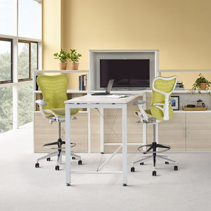 fabric task stool / on casters / upholstered / swivel