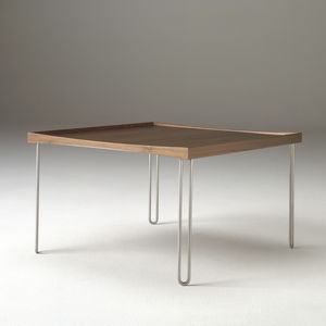 Scandinavian design coffee table / solid wood / laminate / brushed stainless steel