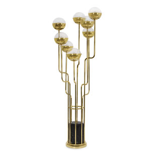 floor-standing lamp / contemporary / gold-plated brass / marble