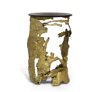 original design side table / glass / brass / round