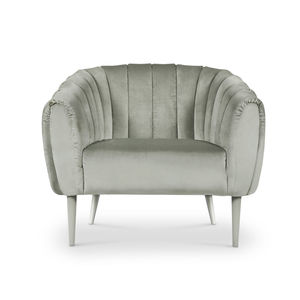 contemporary armchair / velvet / beige