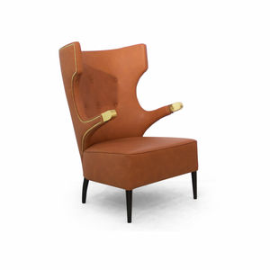 contemporary armchair / synthetic leather / wing / high-back