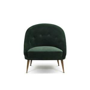 contemporary armchair / velvet / brass / green