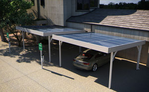 metal carport / commercial / with integrated photovoltaic panel