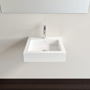 wall-mounted washbasin / square / stone resin / contemporary