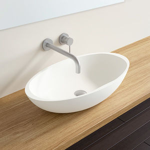 countertop washbasin / oval / stone resin / contemporary