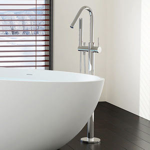 washbasin mixer tap / for bathtubs / floor-mounted / chrome-plated brass