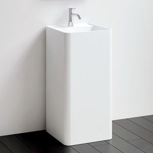 free-standing washbasin / square / stone resin / contemporary