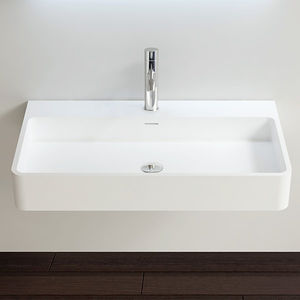wall-mounted washbasin / rectangular / stone resin / contemporary