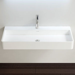 wall-mounted washbasin / rectangular / stone resin / contemporary