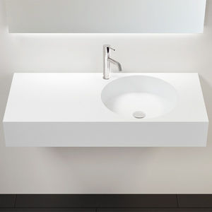 wall-mounted washbasin / rectangular / stone resin / contemporary