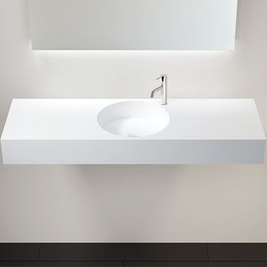 wall-mounted washbasin / rectangular / stone resin / contemporary