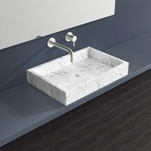 countertop washbasin / rectangular / marble / contemporary