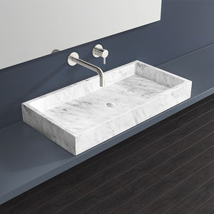 countertop washbasin / rectangular / marble / contemporary