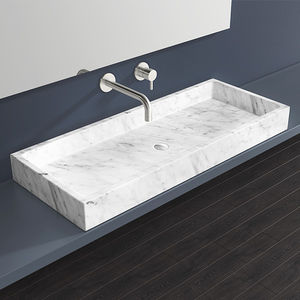 countertop washbasin / rectangular / marble / contemporary
