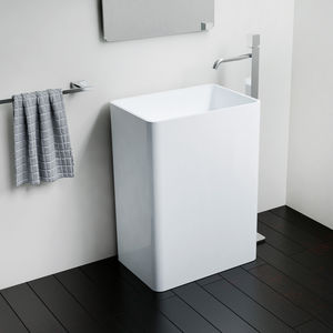 free-standing washbasin / rectangular / stone resin / contemporary