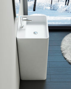 free-standing washbasin / rectangular / stone resin / contemporary