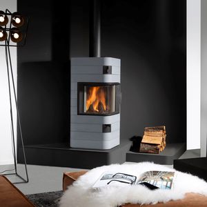 wood heating stove / contemporary / central / corner