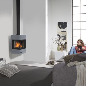 wood heating stove / contemporary / steel / concrete