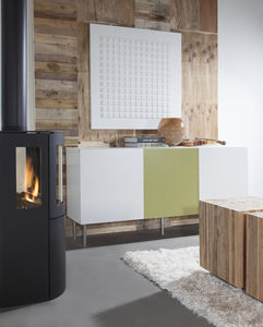 gas heating stove / contemporary / 3-sided / metal